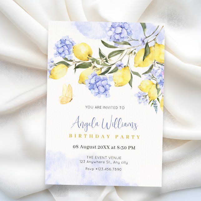 Invitación cumpleaños floral púrpura de Lemons (Subido por el creador)