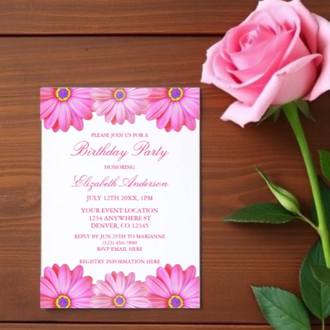 Invitación Cumpleaños Floral Rosa (Subido por el creador)