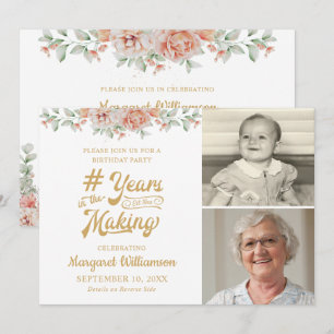 Invitación Cumpleaños Floral Rosa AÑOS EN HACERSE 2 Foto
