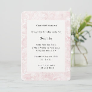Invitación Cumpleaños Floral Rosa Bonito