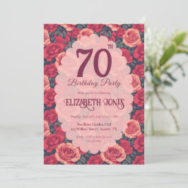 Invitación Cumpleaños floral Rosa Chic Hito
