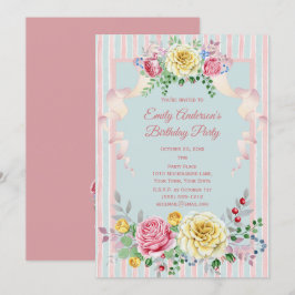 Invitación Cumpleaños Floral Shabby Chic Vintage