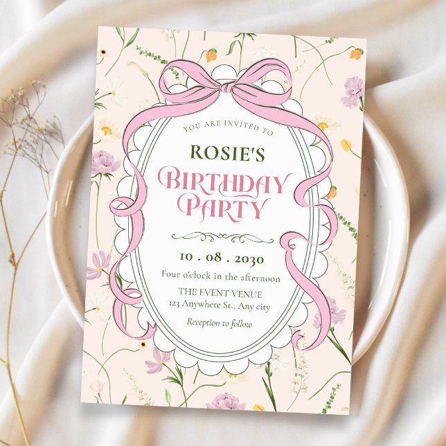 Invitación Cumpleaños floral suave vintage (Subido por el creador)