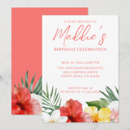 Invitación Cumpleaños Floral Tropical