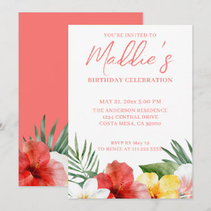 Invitación Cumpleaños Floral Tropical