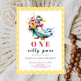 Invitación Cumpleaños Floral Uno Silly Goose Niños