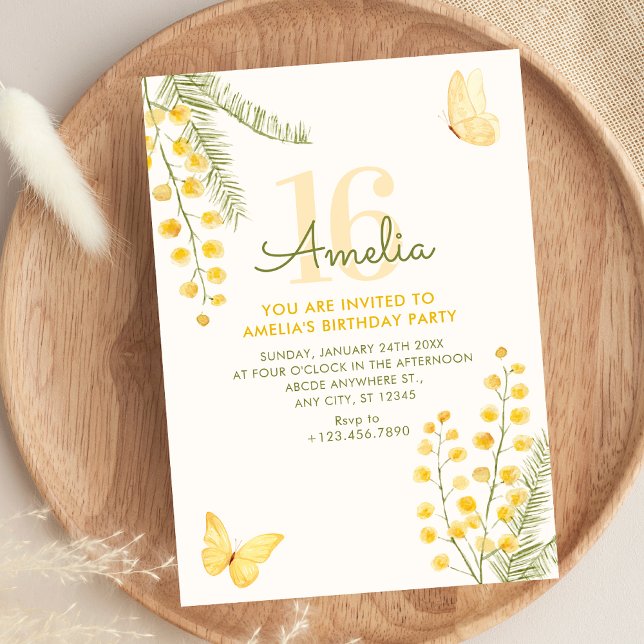Invitación Cumpleaños floral verde amarillo (Subido por el creador)