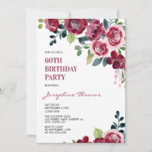 Cumpleaños floral verde de rosa rosa granate