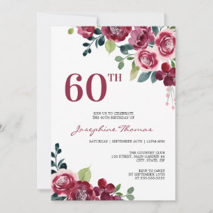 Invitación Cumpleaños floral verde magenta rosa