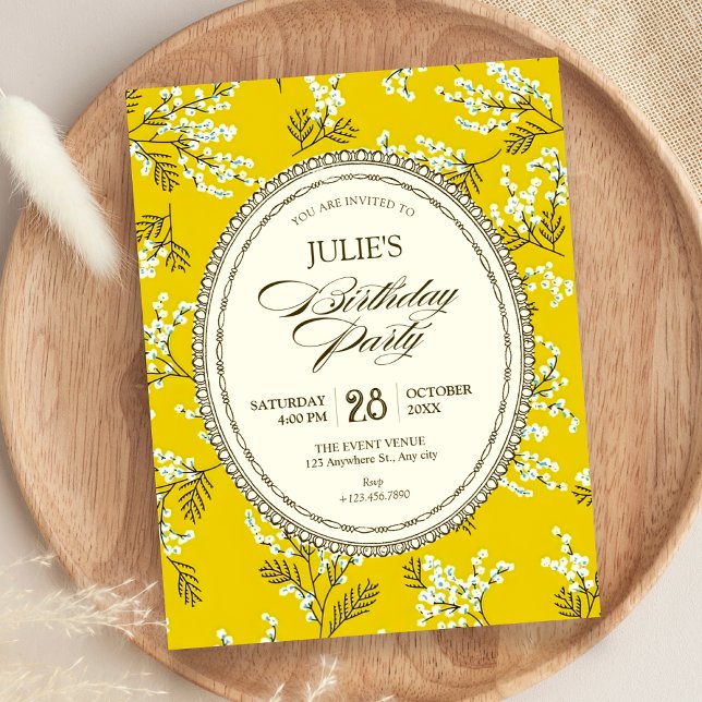 Invitación Cumpleaños floral vintage (Subido por el creador)