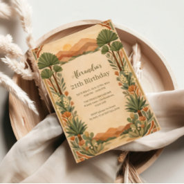 Invitación Cumpleaños Florales del Desierto Rústico