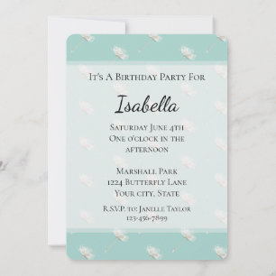 Invitación Cumpleaños Flores de Diente de León Menta Chic