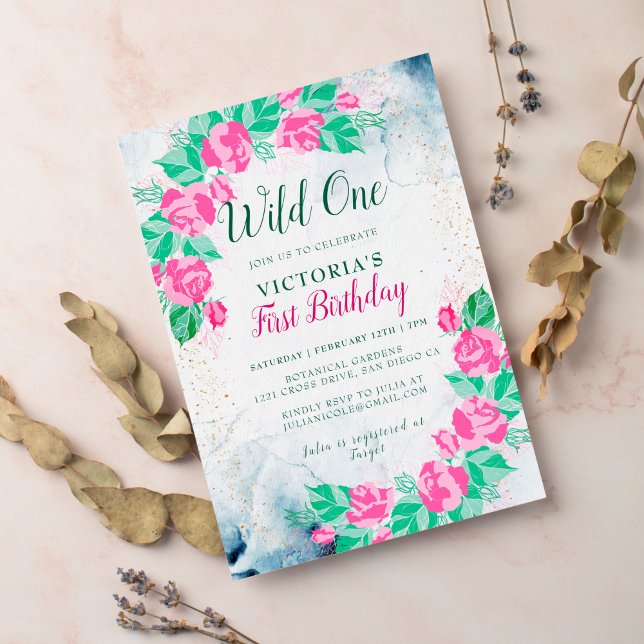 Invitación Cumpleaños Flores de Madagascar Pink Periwinkle (Subido por el creador)
