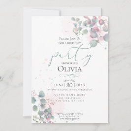 Invitación CUMPLEAÑOS | Foliage de eucalipto de acuarela mode