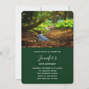 Invitación Cumpleaños Forest Creek Hermoso Paisaje Natural