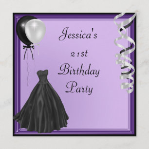 Invitación Cumpleaños formal de los globos negros de plata