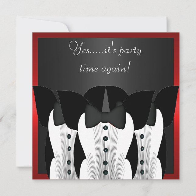 Invitación Cumpleaños Formal Tuxedo Black Tie Suit (Anverso)