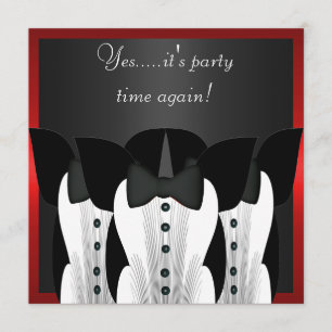Invitación Cumpleaños Formal Tuxedo Black Tie Suit
