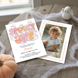 Invitación Cumpleaños Foto Fantasma Rosa Groovy Espeluznante