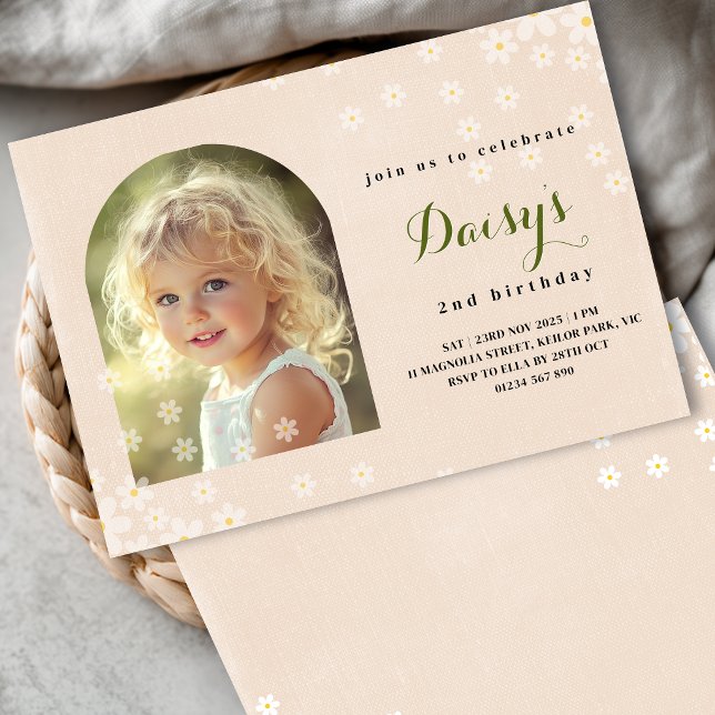Invitación Cumpleaños Foto Floral Daisy (Subido por el creador)