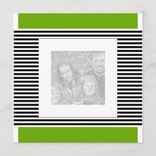 Invitación Cumpleaños Foto Franja Negra Verde Lima