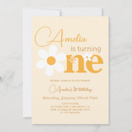 Invitación Cumpleaños Foto Margaritas Amarillas 1er