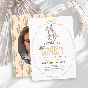 Invitación Cumpleaños Foto Occidental Beige de Vaquero