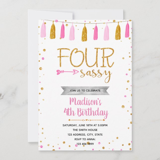 Invitación cumpleaños FOUR y descarado (Anverso)