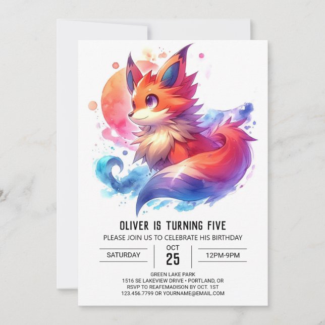 Invitación Cumpleaños Fox de los Niños Encantados (Anverso)