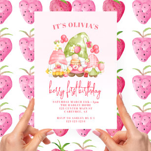 Invitación Cumpleaños Fresa Bayas Primero 1er