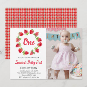 Invitación Cumpleaños Fresa Primera 1ra Foto