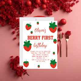 Invitación Cumpleaños Fresa Primera Cumpleaños