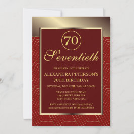 Invitación Cumpleaños Fronteriza Maroon Red And Gold Pattern