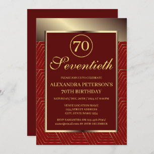 Invitación Cumpleaños Fronteriza Maroon Red And Gold Pattern