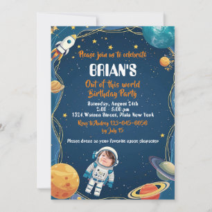 Invitación Cumpleaños fuera de este mundo en el espacio exter