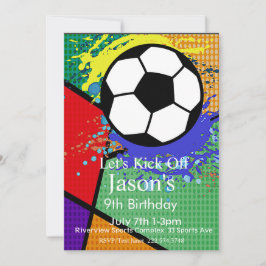 Invitación Cumpleaños, Fútbol, Futbol de Arte Pop