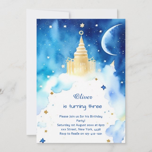 Invitación Cumpleaños galáctico cósmico (Anverso)
