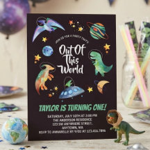 Cumpleaños Galaxia Dinosaurio Espacial Fuera De Es