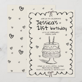 Invitación Cumpleaños garabateado adulto dibujado a mano