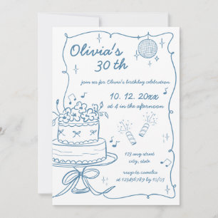Invitación Cumpleaños Garabato Escrito a Mano Dibujado a Mano