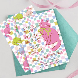 Invitación Cumpleaños Gato, Invitación Fiesta Niña