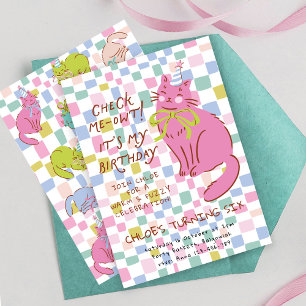 Invitación Cumpleaños Gato, Invitación Fiesta Niña