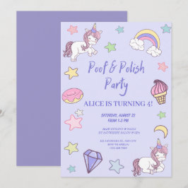 Invitación cumpleaños giratorio unicornio y arcoiris