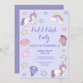 Invitación cumpleaños giratorio unicornio y arcoiris
