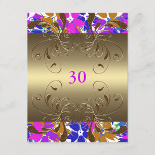 Invitación Cumpleaños Glam Floral Dorado