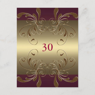 Invitación Cumpleaños Glam Floral Rosa Oscuro y Do