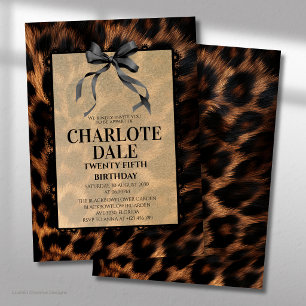 Invitación Cumpleaños Glam Leopardo con Lazo Negro