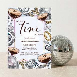 Invitación Cumpleaños Glam Martini de Espresso Un Poco Mayor