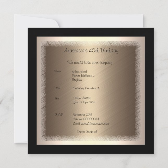 Invitación Cumpleaños Glamour 2 (Anverso)