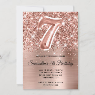 Invitación Cumpleaños glamuroso de oro rosa brillante y deste
